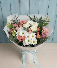 Букет цветов из:  Розы, Лизиантусы и Хризантемы в Николаевке Республики Мордовия