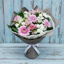 Букет цветов из:  Герберы, Альстромерии и Хризантемы в Николаевке Республики Мордовия