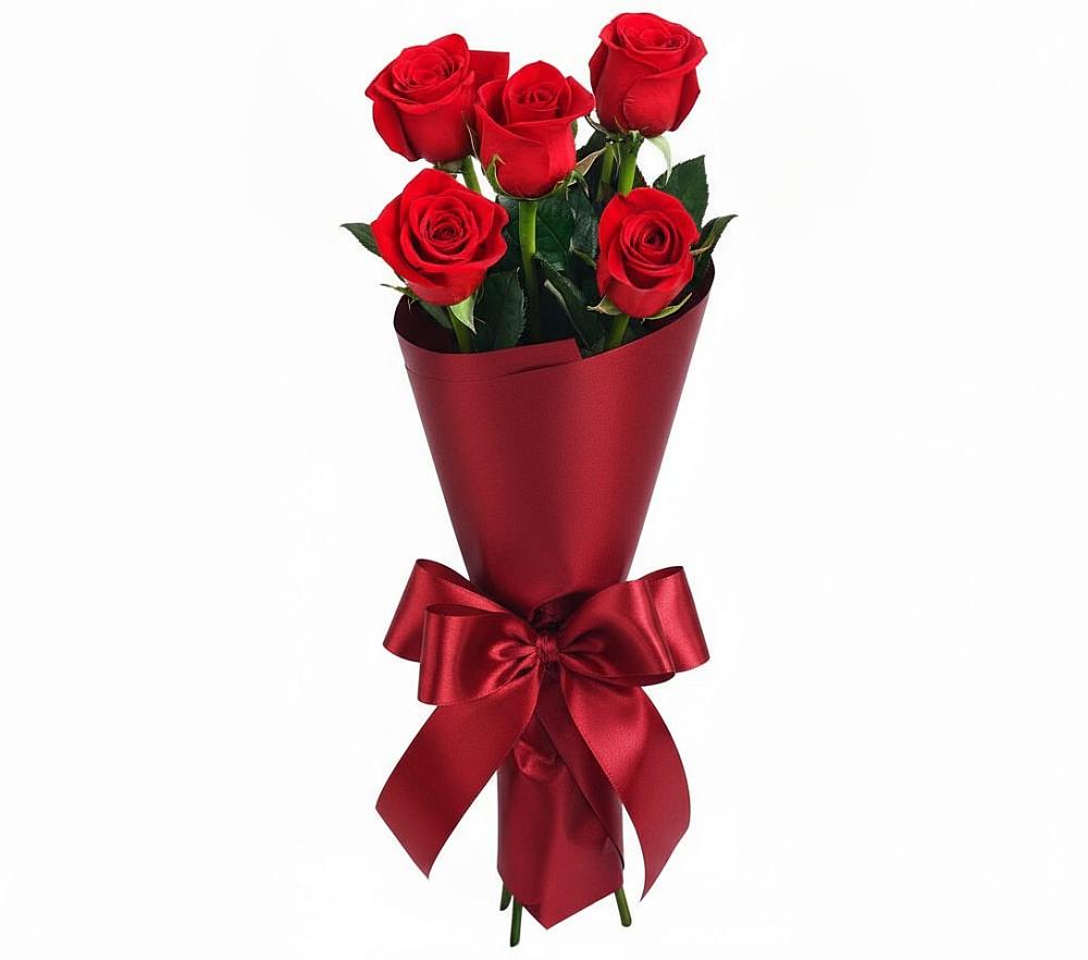 Букет 5 Красных роз Эдлесс Лав в Николаевке Республики Мордовия