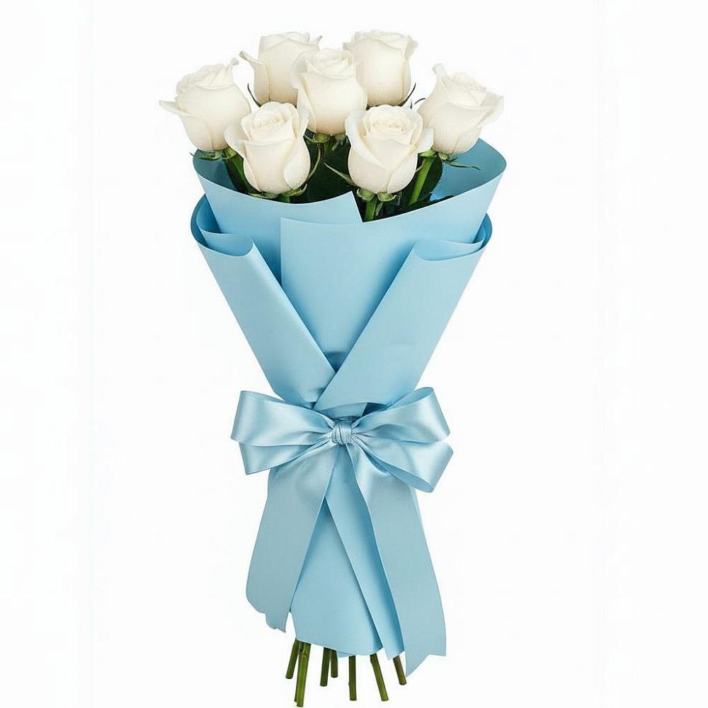 Букет 7 белых роз Проуд в Николаевке Республики Мордовия