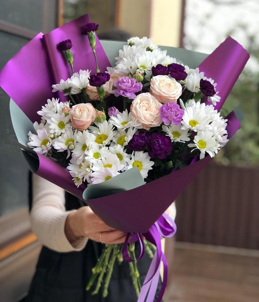 Букет цветов из: Хризантемы, Гвоздики и Розы в Николаевке Республики Мордовия