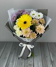 Букет цветов из:  Розы, Герберы и Хризантемы в Николаевке Республики Мордовия