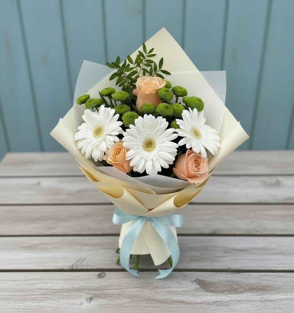 Букет цветов из: Герберы, Розы и Хризантемы в Николаевке Республики Мордовия