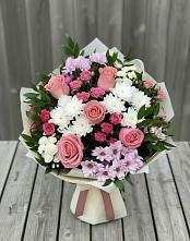 Букет цветов из:  Альстромерии, Гвоздики, Розы и Хризантемы #REPLACE_PRED# Николаевке Республики Мордовия