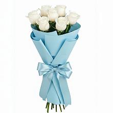 Букет 7 белых роз Проуд в Николаевке Республики Мордовия