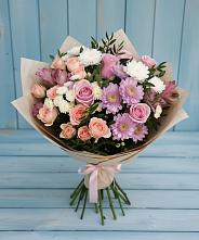 Букет цветов из:  Хризантемы, Розы и Альстромерии #REPLACE_PRED# Николаевке Республики Мордовия