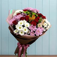 Букет цветов из:  Розы, Хризантемы и Альстромерии #REPLACE_PRED# Николаевке Республики Мордовия