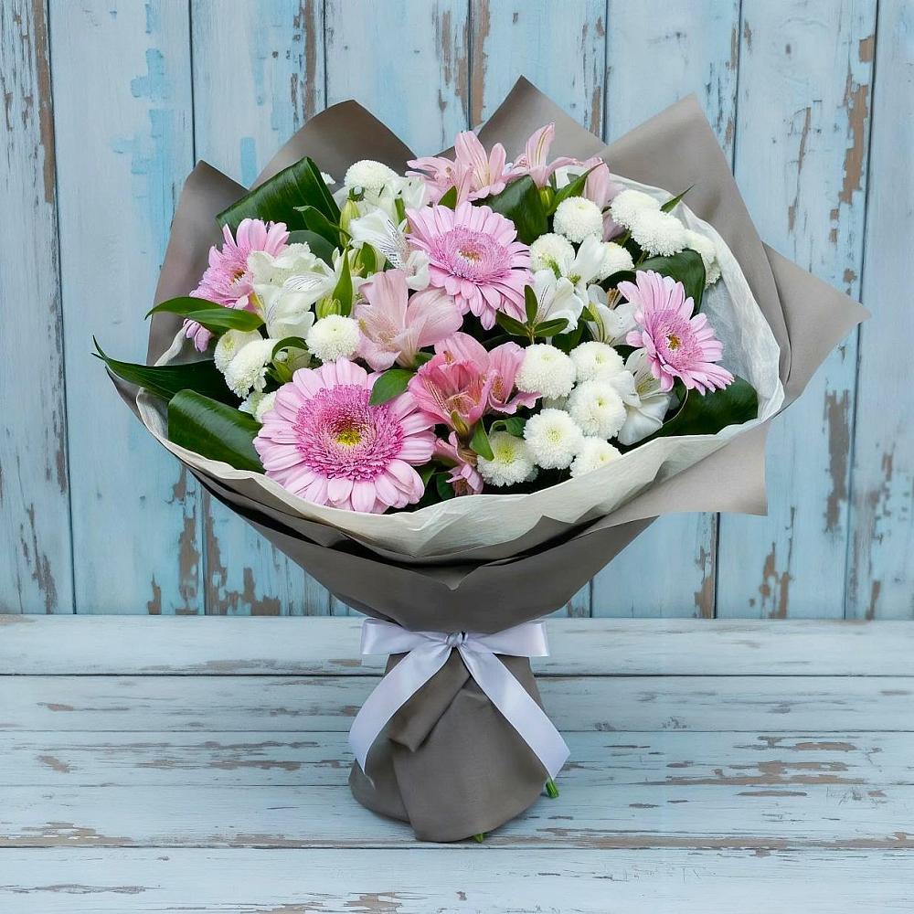 Букет цветов из: Герберы, Альстромерии и Хризантемы в Николаевке Республики Мордовия
