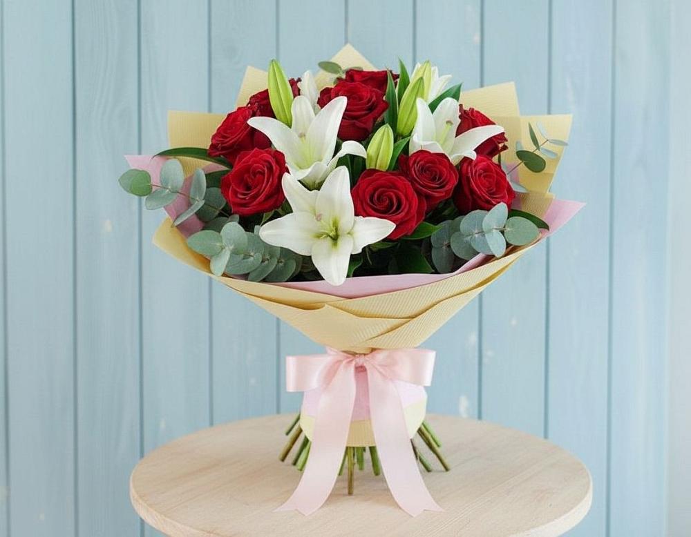 Букет цветов из: Лилии и Розы в Николаевке Республики Мордовия